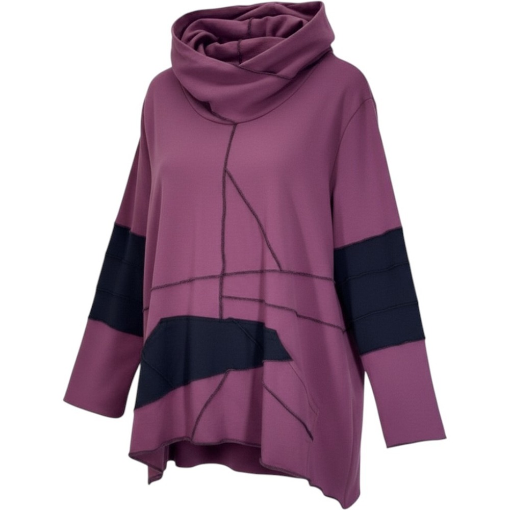 Avani Del Amour Patchwork Tunic Women 1X Goth Plum Hooded Ragdoll Sharkbite $145